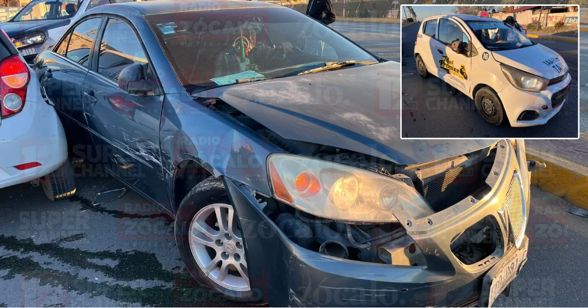 Choque entre taxi y auto particular deja solo daños materiales