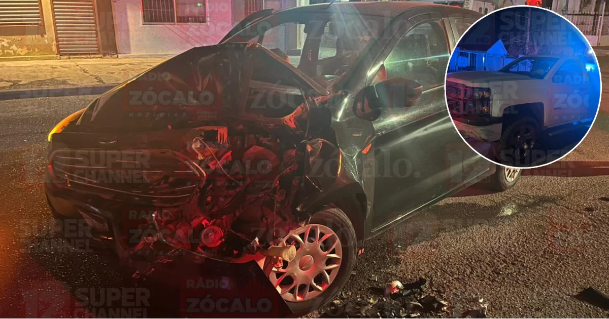No respeta el alto y choca contra camioneta