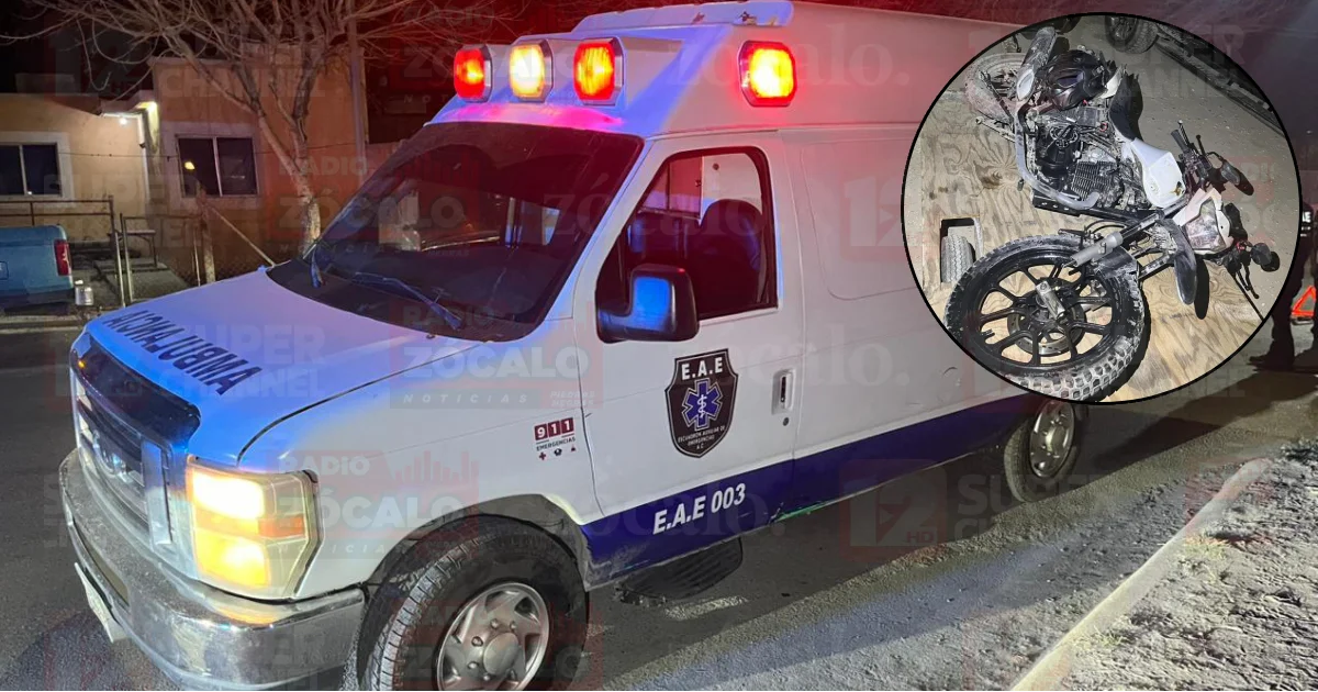 Ambulancia choca con motocicleta durante traslado de paciente